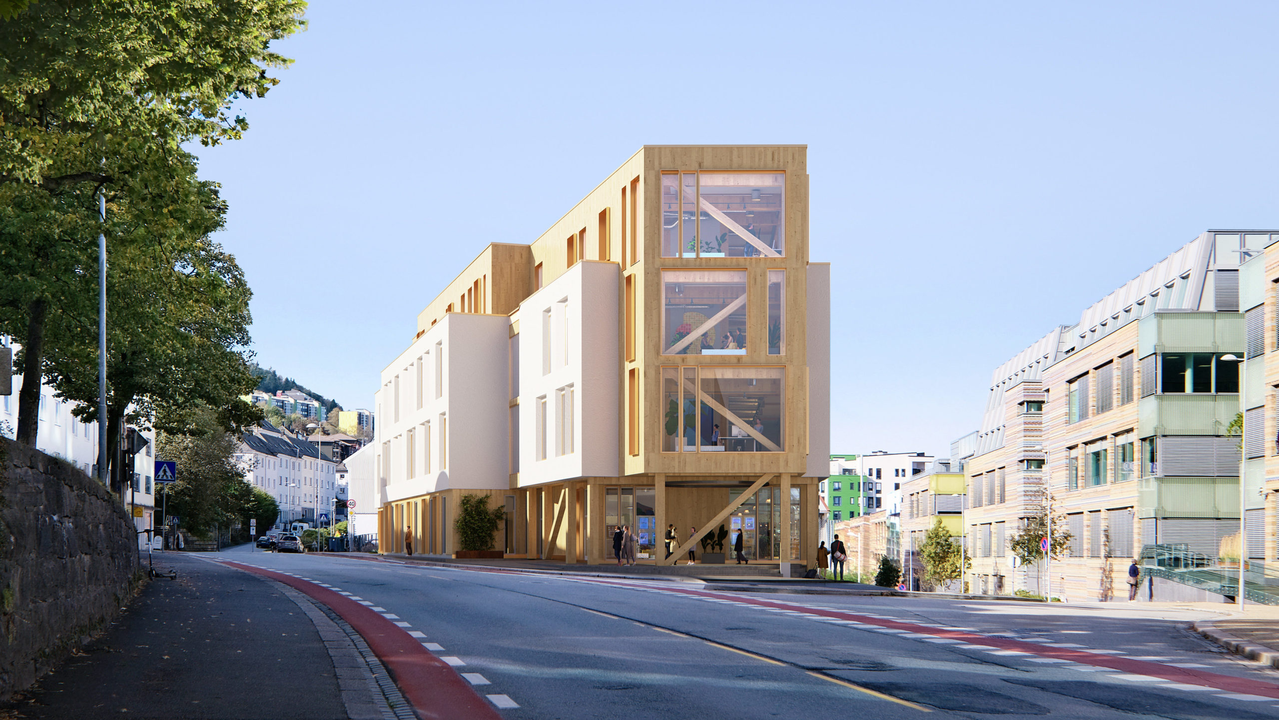 3D-illustrasjon av kontorbygget Krohnen som GC Rieber Eiendom bygger i Solheimsviken.